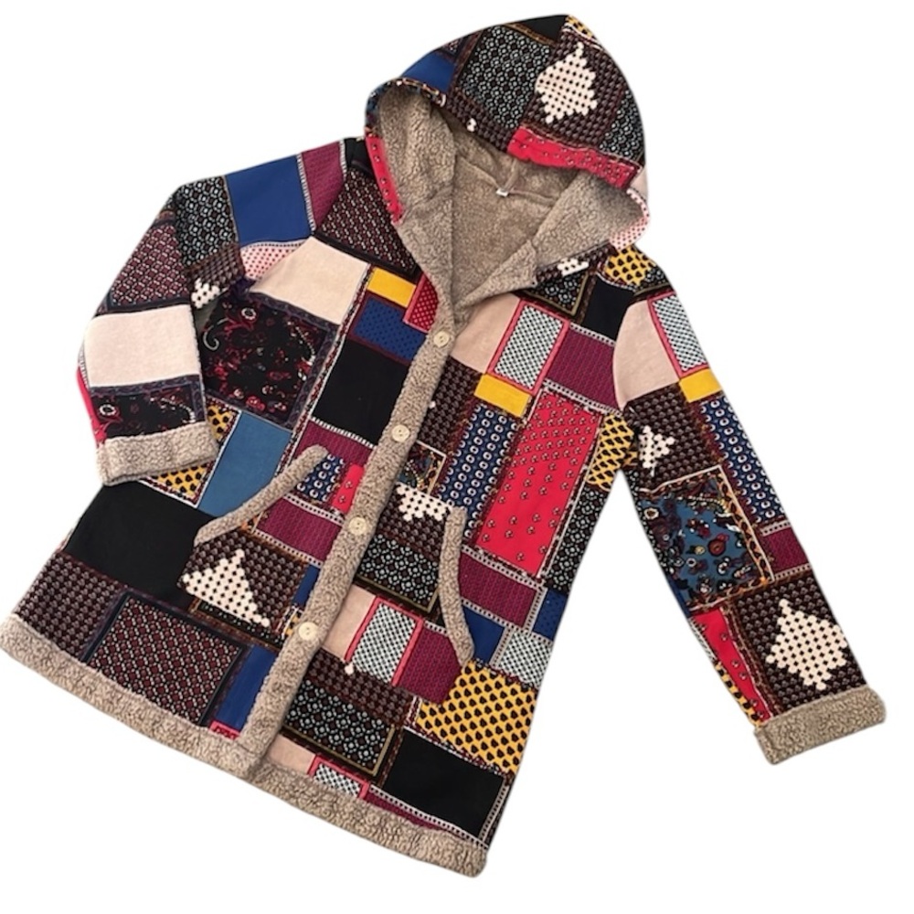 Unbranded Patchwork Print Cabin-Core Button Up Ho… - image 5